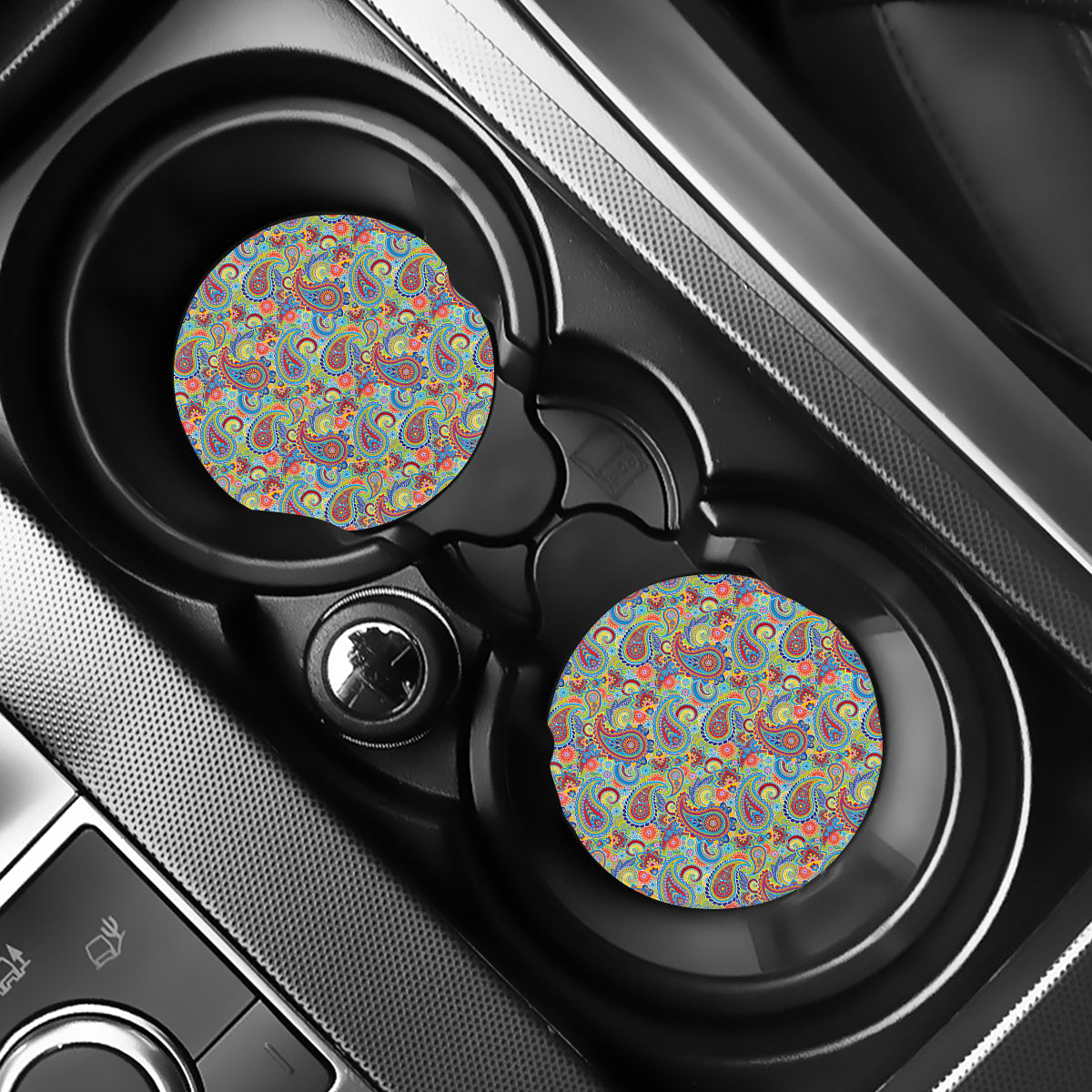 Asian Paisley Pattern Print Car Coasters