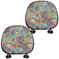 Asian Paisley Pattern Print Car Headrest Covers