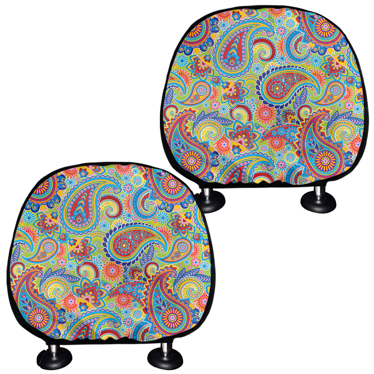 Asian Paisley Pattern Print Car Headrest Covers