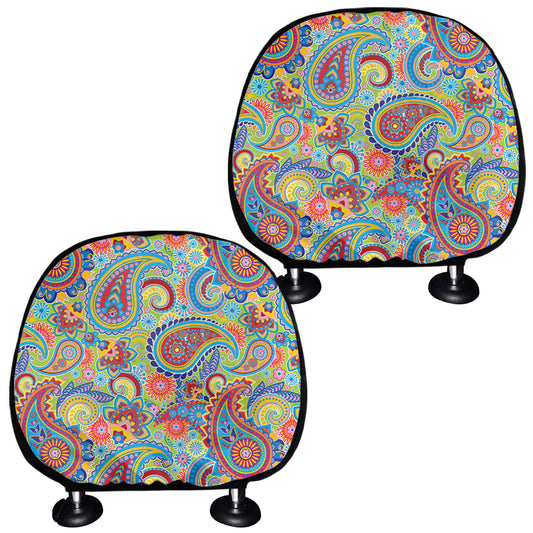 Asian Paisley Pattern Print Car Headrest Covers