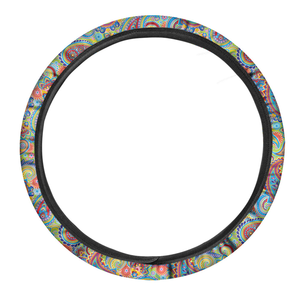 Asian Paisley Pattern Print Car Steering Wheel Cover