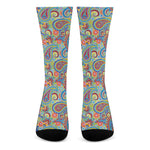 Asian Paisley Pattern Print Crew Socks