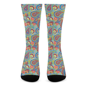 Asian Paisley Pattern Print Crew Socks