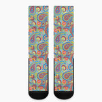 Asian Paisley Pattern Print Crew Socks