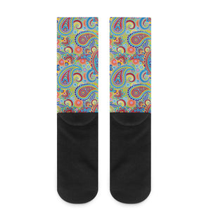 Asian Paisley Pattern Print Crew Socks