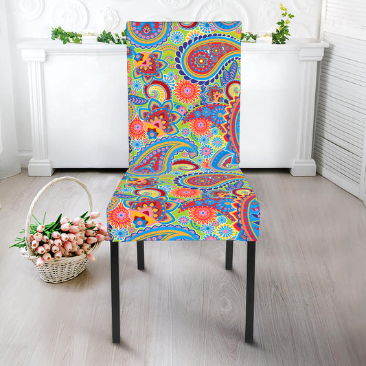 Asian Paisley Pattern Print Dining Chair Slipcover