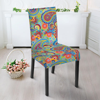 Asian Paisley Pattern Print Dining Chair Slipcover