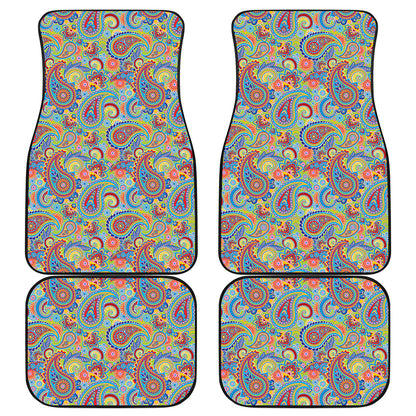 Asian Paisley Pattern Print Front and Back Car Floor Mats