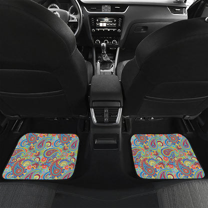 Asian Paisley Pattern Print Front and Back Car Floor Mats