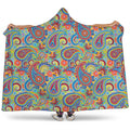 Asian Paisley Pattern Print Hooded Blanket