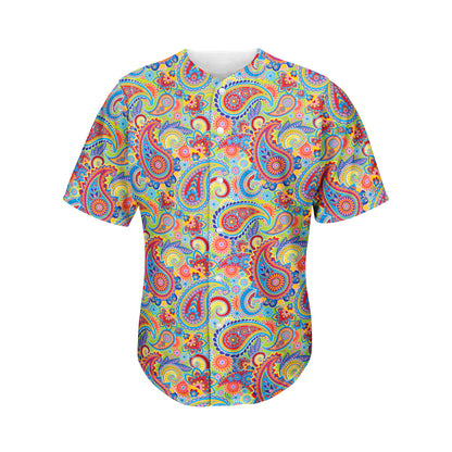Asian Paisley Pattern Print Men's Baseball Jersey