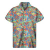 Asian Paisley Pattern Print Men's Short Sleeve Shirt