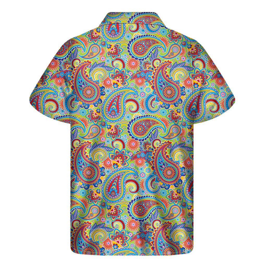 Asian Paisley Pattern Print Men's Short Sleeve Shirt