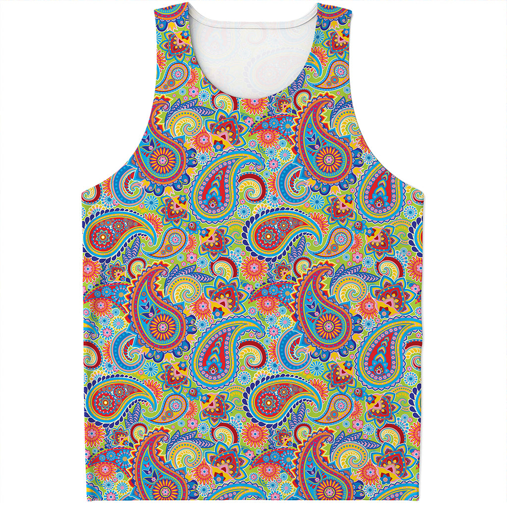 Asian Paisley Pattern Print Men's Tank Top