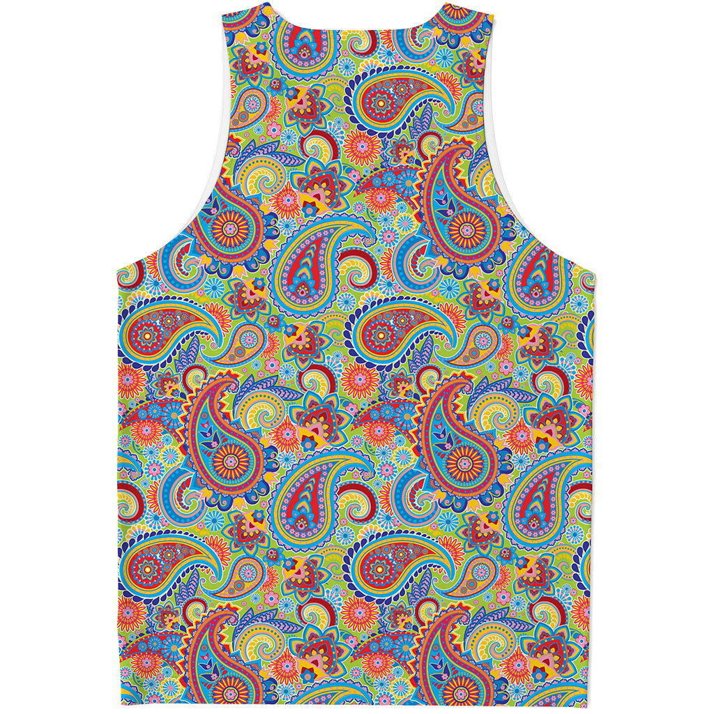 Asian Paisley Pattern Print Men's Tank Top