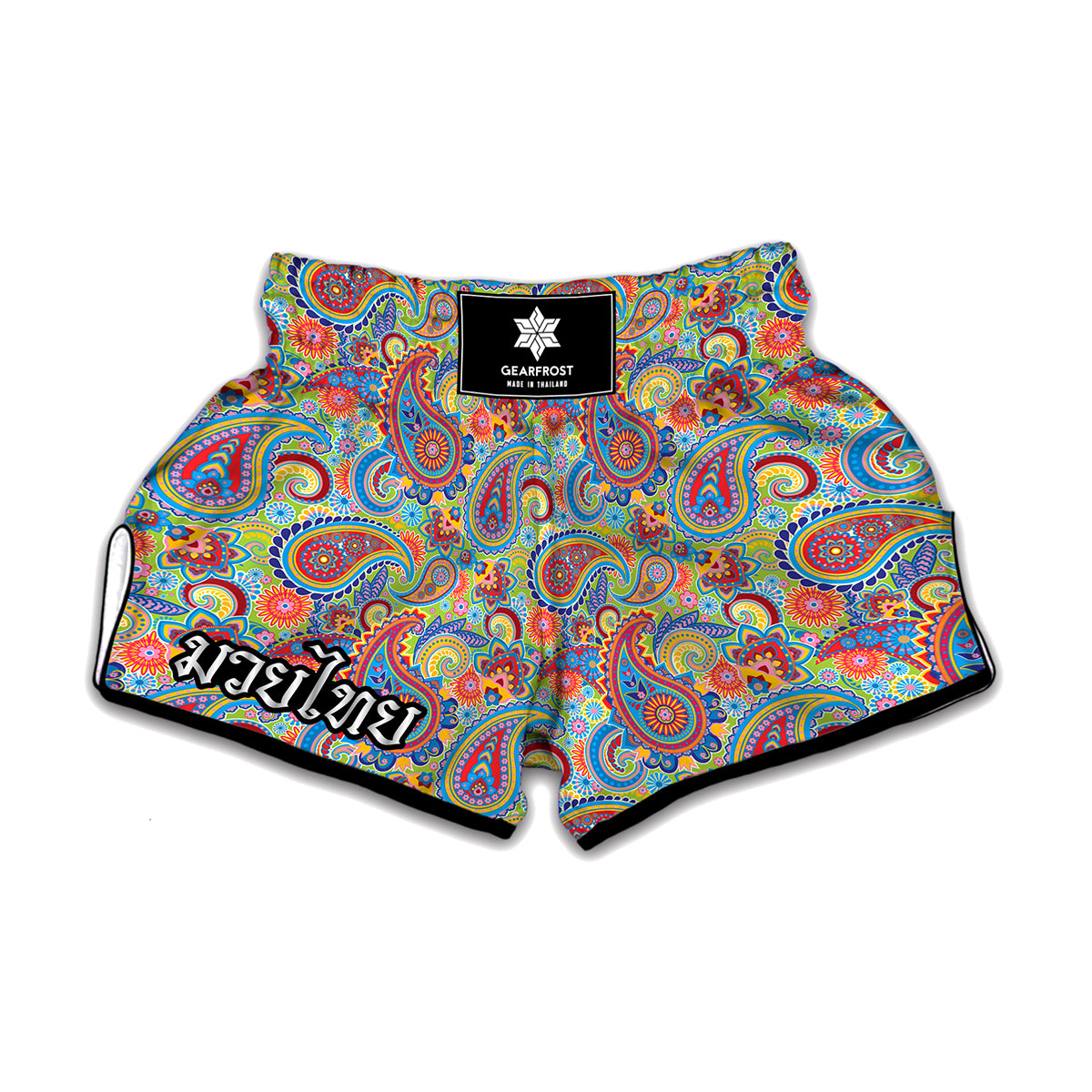 Asian Paisley Pattern Print Muay Thai Boxing Shorts