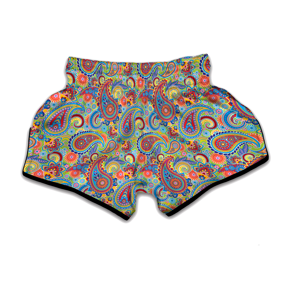 Asian Paisley Pattern Print Muay Thai Boxing Shorts