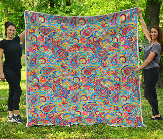 Asian Paisley Pattern Print Quilt