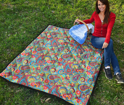 Asian Paisley Pattern Print Quilt
