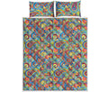 Asian Paisley Pattern Print Quilt Bed Set