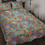 Asian Paisley Pattern Print Quilt Bed Set