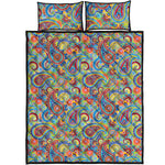 Asian Paisley Pattern Print Quilt Bed Set