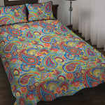 Asian Paisley Pattern Print Quilt Bed Set