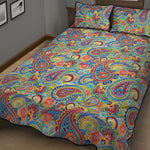Asian Paisley Pattern Print Quilt Bed Set
