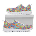 Asian Paisley Pattern Print White Running Shoes
