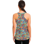 Asian Paisley Pattern Print Women's Racerback Tank Top