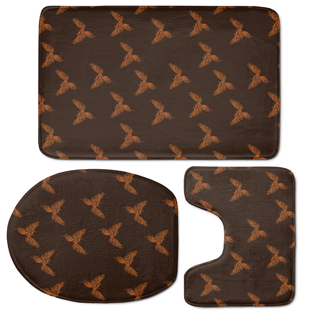 Asian Phoenix Pattern Print 3 Piece Bath Mat Set