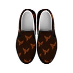 Asian Phoenix Pattern Print Black Slip On Shoes