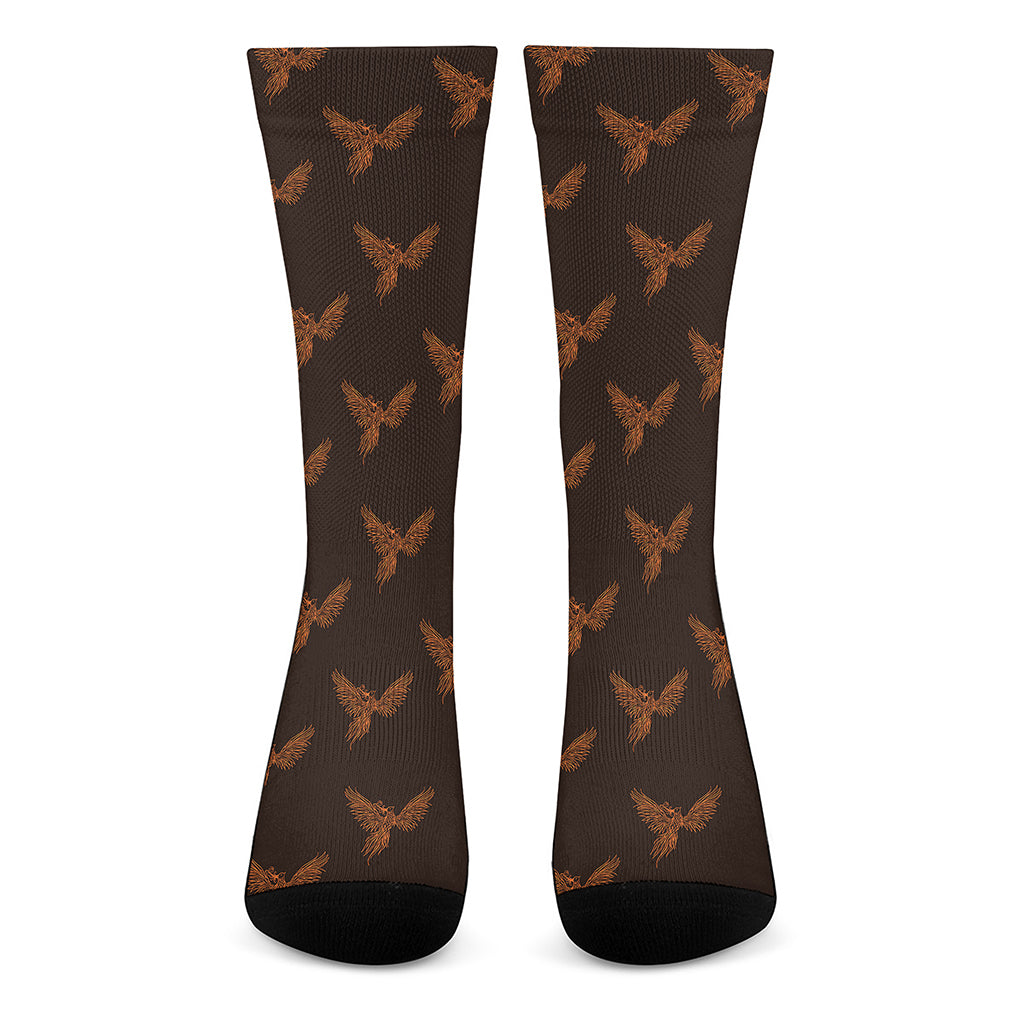 Asian Phoenix Pattern Print Crew Socks