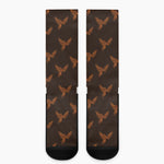 Asian Phoenix Pattern Print Crew Socks