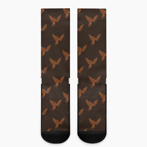 Asian Phoenix Pattern Print Crew Socks