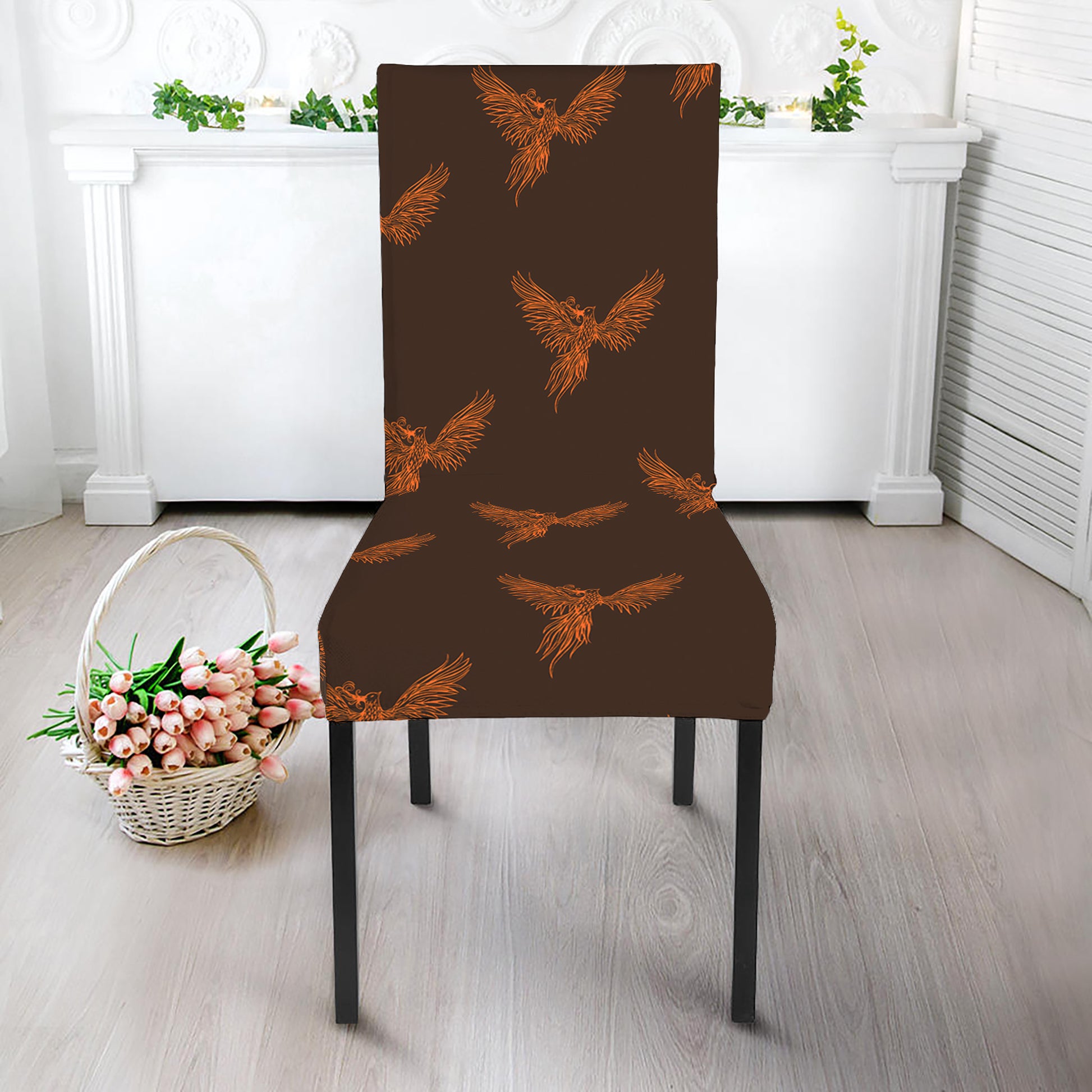 Asian Phoenix Pattern Print Dining Chair Slipcover