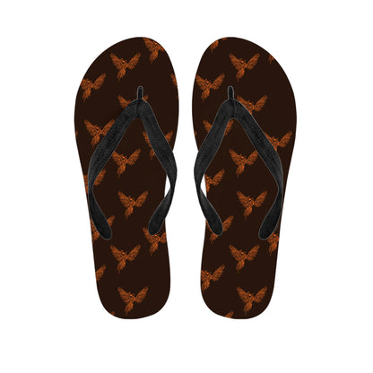 Asian Phoenix Pattern Print Flip Flops