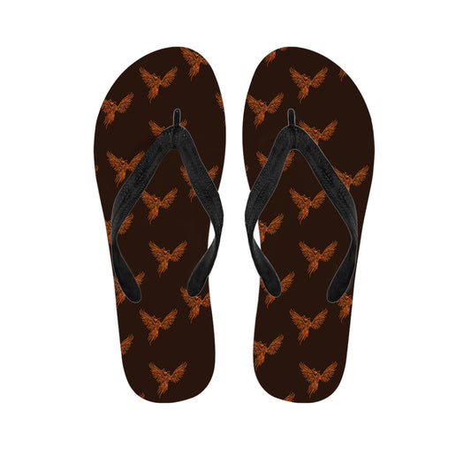 Asian Phoenix Pattern Print Flip Flops