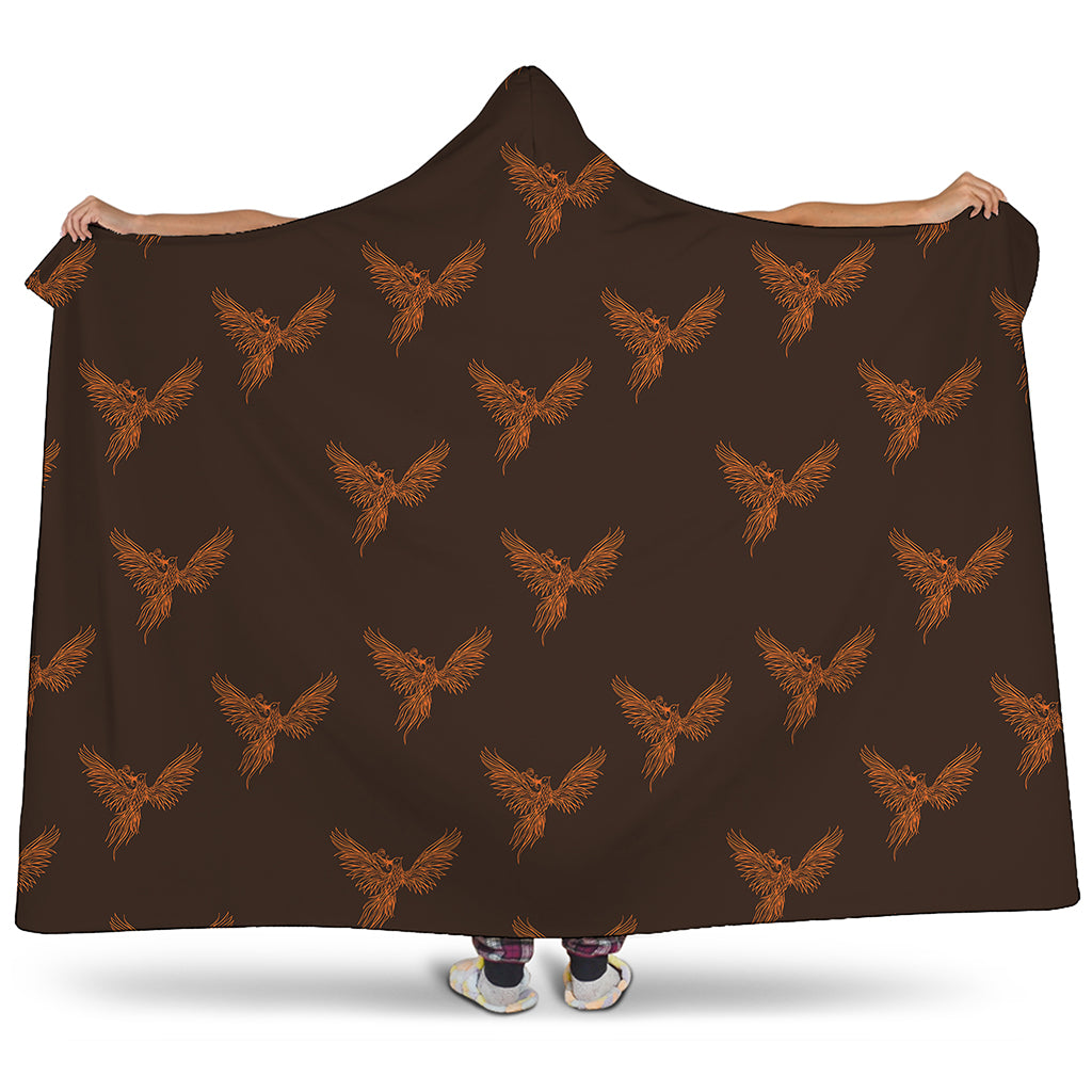 Asian Phoenix Pattern Print Hooded Blanket