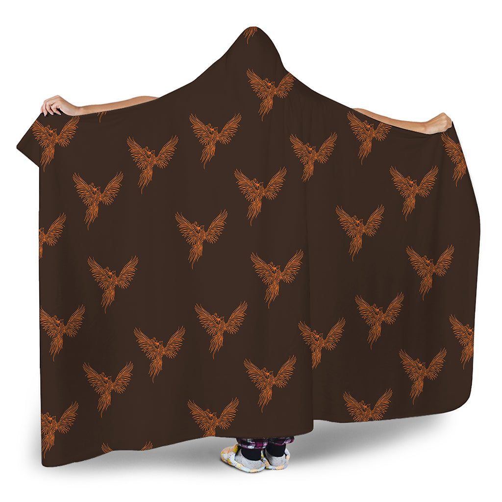 Asian Phoenix Pattern Print Hooded Blanket