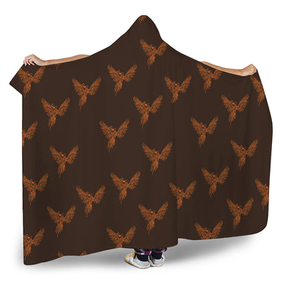 Asian Phoenix Pattern Print Hooded Blanket