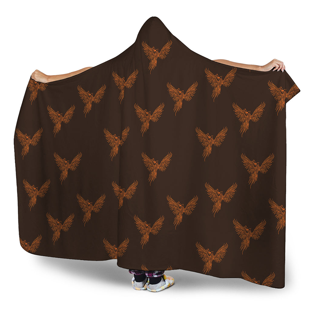 Asian Phoenix Pattern Print Hooded Blanket