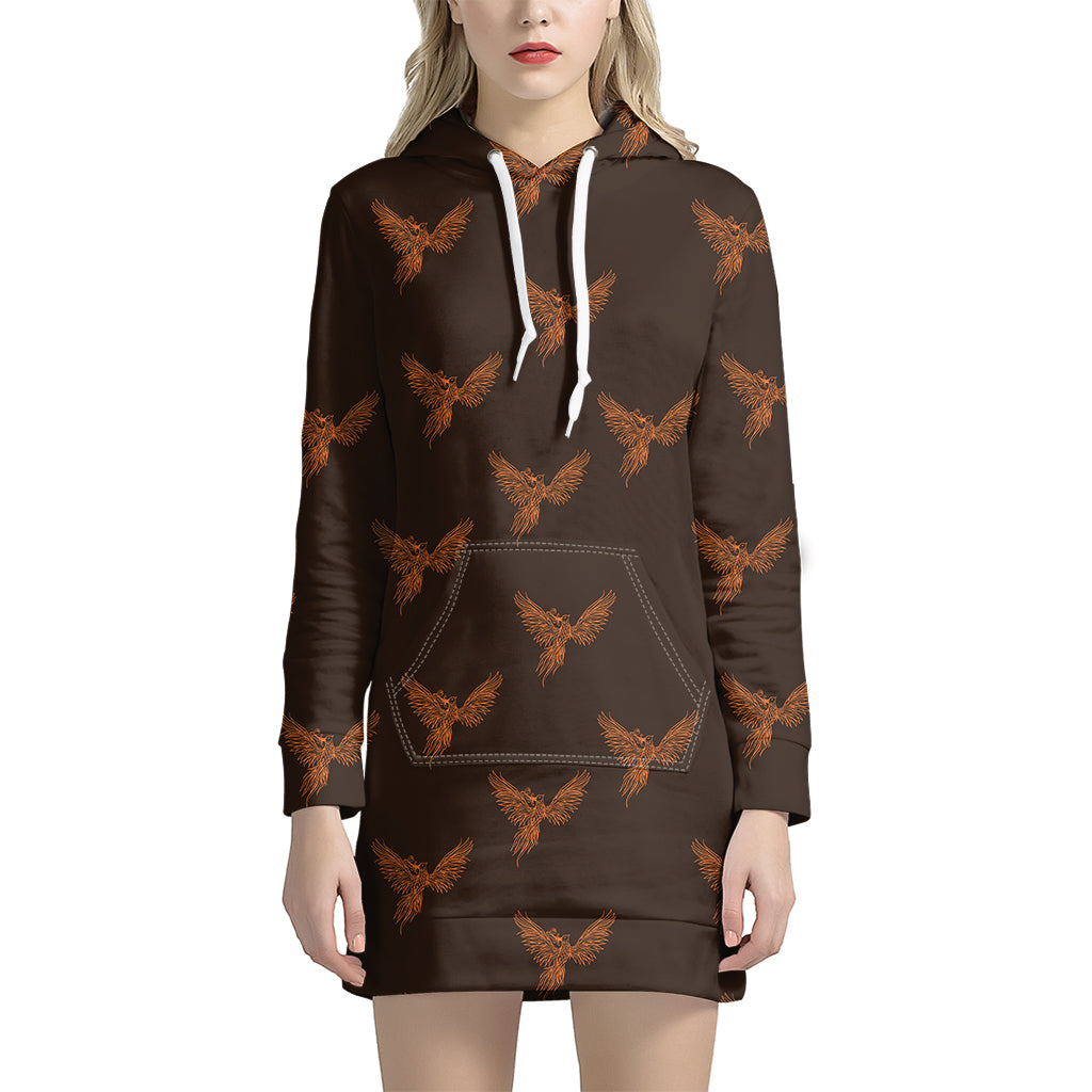 Asian Phoenix Pattern Print Hoodie Dress
