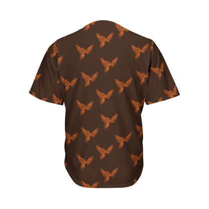Asian Phoenix Pattern Print Men's Baseball Jersey