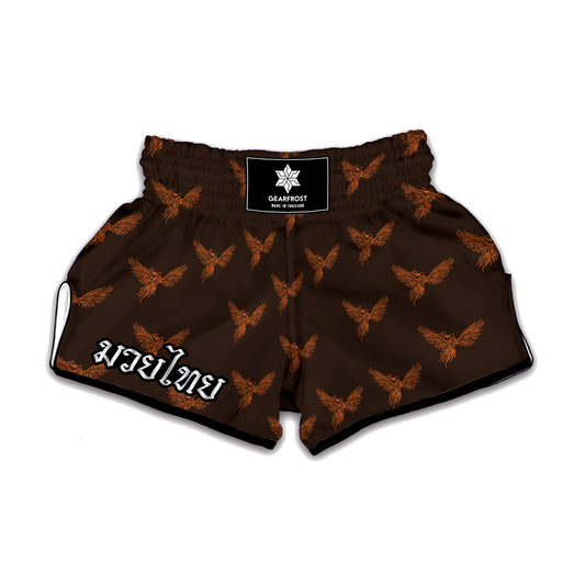 Asian Phoenix Pattern Print Muay Thai Boxing Shorts