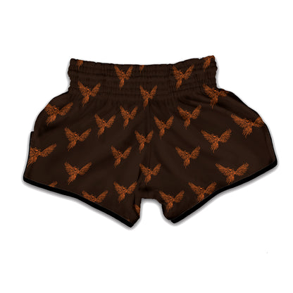 Asian Phoenix Pattern Print Muay Thai Boxing Shorts