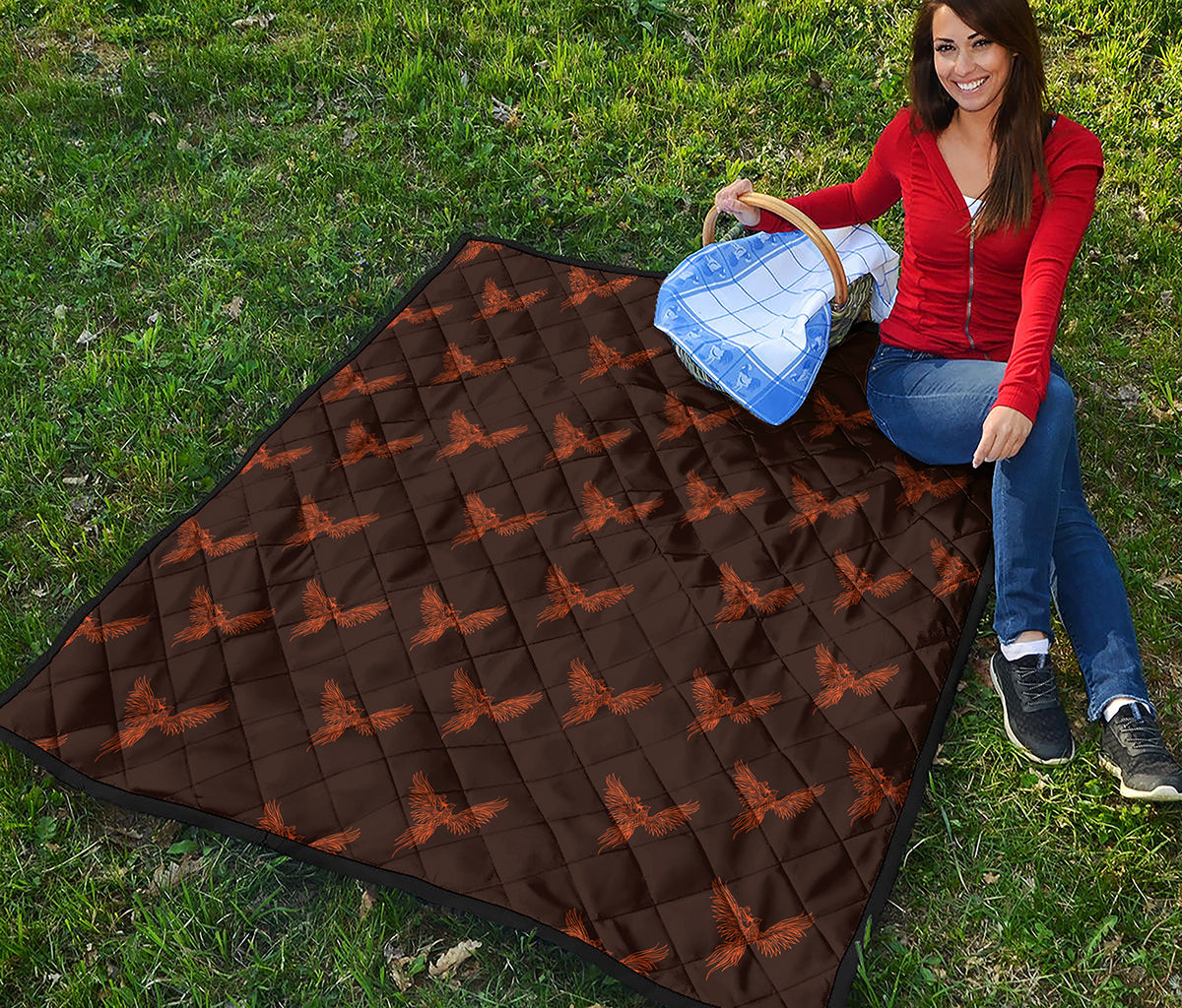 Asian Phoenix Pattern Print Quilt