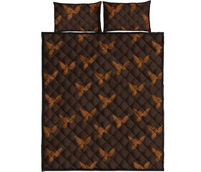 Asian Phoenix Pattern Print Quilt Bed Set