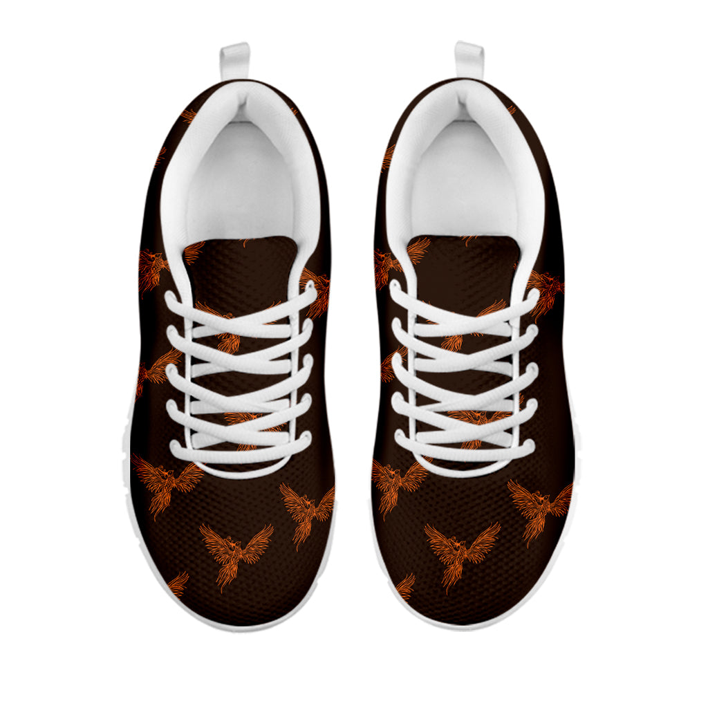 Asian Phoenix Pattern Print White Sneakers
