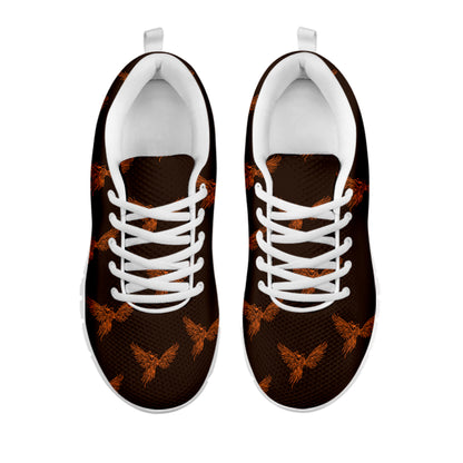 Asian Phoenix Pattern Print White Sneakers